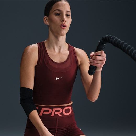 Damska koszulka bez rękawów o skróconym kroju Dri-FIT Nike Pro - Czerwony Nike XL (EU 48-50) Nike poland