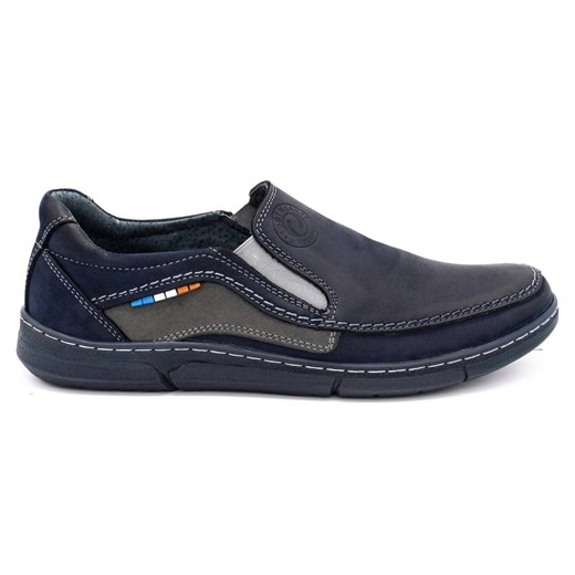 Olivier Buty męskie slip-on 283GT granatowe niebieskie ze sklepu ButyModne.pl w kategorii Mokasyny męskie - zdjęcie 177967298