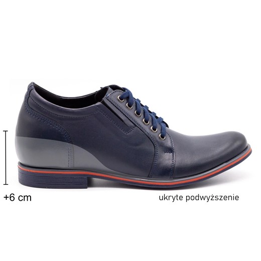Olivier Buty męskie podwyższające P24 granatowe niebieskie ze sklepu ButyModne.pl w kategorii Buty eleganckie męskie - zdjęcie 177967328