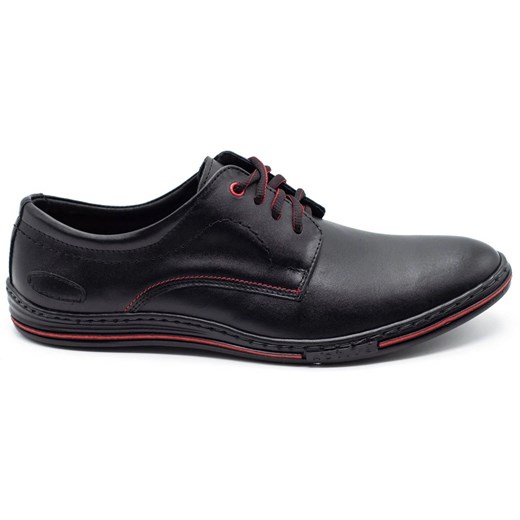 Lukas Skórzane buty męskie 295LU czarne z czerwonym ze sklepu ButyModne.pl w kategorii Buty eleganckie męskie - zdjęcie 177967336