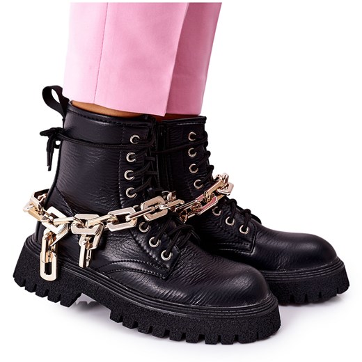 Wysokie Stylowe Botki Czarne Grail ze sklepu ButyModne.pl w kategorii Workery damskie - zdjęcie 177967427