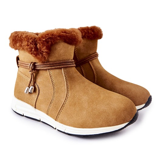 Dziecięce Botki Śniegowce Big Star BB374058BS Camel brązowe ze sklepu ButyModne.pl w kategorii Buty zimowe dziecięce - zdjęcie 177967489