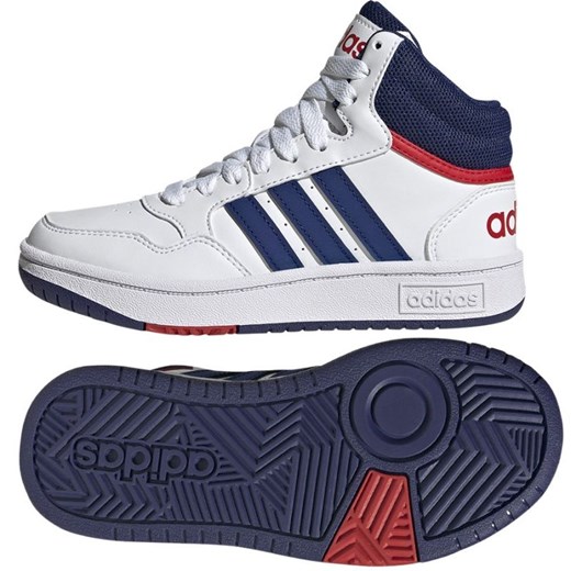 Buty adidas Hoops Mid 3.0 GZ9647 białe białe ze sklepu ButyModne.pl w kategorii Buty sportowe dziecięce - zdjęcie 177968985