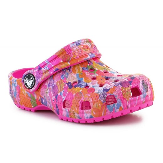 Klapki Crocs Classic Hyper Real Clog Jr 208451-90H różowe ze sklepu ButyModne.pl w kategorii Klapki dziecięce - zdjęcie 177969149
