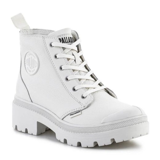 Buty Palladium Pallabase Leather 96905-102-M białe ze sklepu ButyModne.pl w kategorii Workery damskie - zdjęcie 177969649