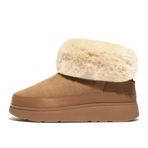 Buty FitFlop GEN-FF Mini Double-Faced Shearling Boots W GS6-A69 beżowy ze sklepu ButyModne.pl w kategorii Śniegowce damskie - zdjęcie 177969817