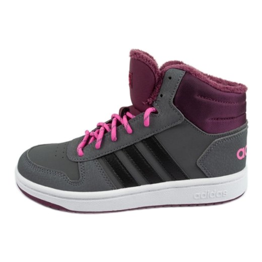 Buty adidas Hoops Mid 2.0 K GZ7796 szare ze sklepu ButyModne.pl w kategorii Buty zimowe dziecięce - zdjęcie 177969908