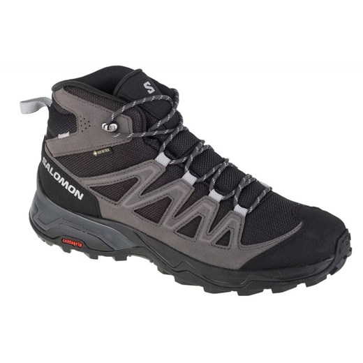 Buty Salomon X Ward Leather Mid Gtx M 471817 szare ze sklepu ButyModne.pl w kategorii Buty trekkingowe męskie - zdjęcie 177970058