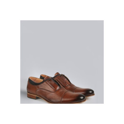 Morato Formal - Derby in stressed leather with denim inserts morato-it brazowy jeans