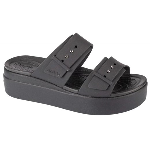 Klapki Crocs Brooklyn Low Wedge Sandal 207431-001 czarne ze sklepu ButyModne.pl w kategorii Klapki damskie - zdjęcie 177971368