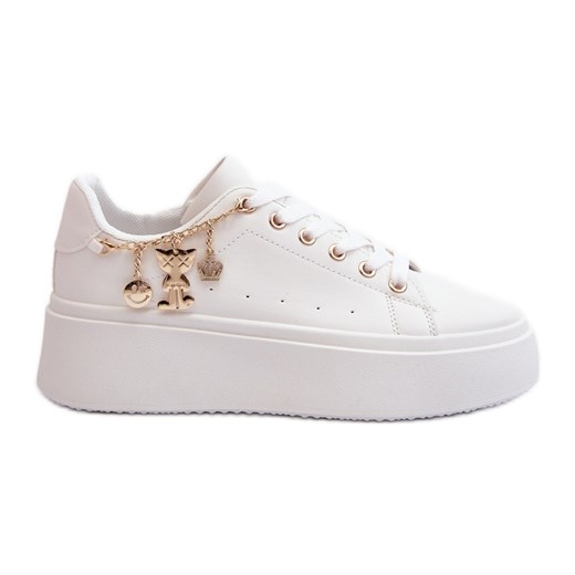 Sneakersy Damskie Na Platformie Z Zawieszkami Białe Tivissa ze sklepu ButyModne.pl w kategorii Buty sportowe damskie - zdjęcie 177971698