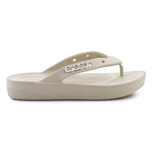 Japonki Crocs Classic Platform Flip 207714-2Y2 beżowy ze sklepu ButyModne.pl w kategorii Klapki damskie - zdjęcie 177973285
