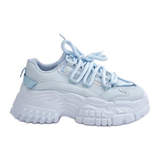 Sneakersy Damskie Na Masywnej Podeszwie Niebieskie Nevela ze sklepu ButyModne.pl w kategorii Buty sportowe damskie - zdjęcie 177973588
