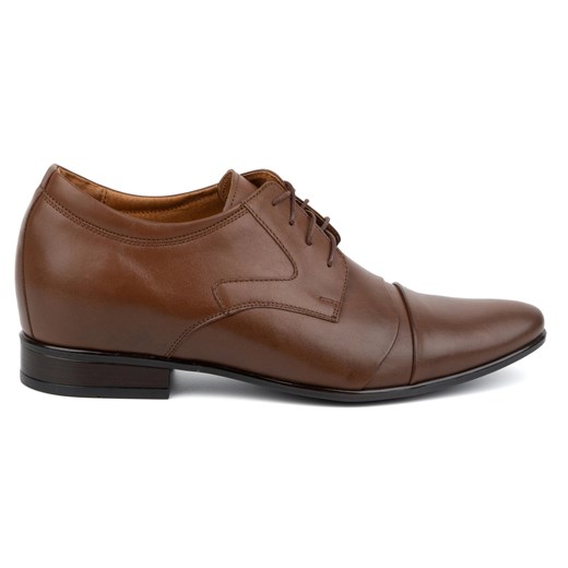 Olivier Buty męskie podwyższające skórzane eleganckie wizytowe P12 brązowe ze sklepu ButyModne.pl w kategorii Półbuty męskie - zdjęcie 177973828