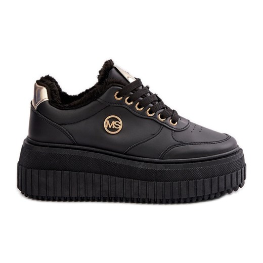 Sneakersy Buty Sportowe Damskie Ocieplane Na Masywnej Podeszwie Czarne Ardiela ze sklepu ButyModne.pl w kategorii Buty sportowe damskie - zdjęcie 177974019