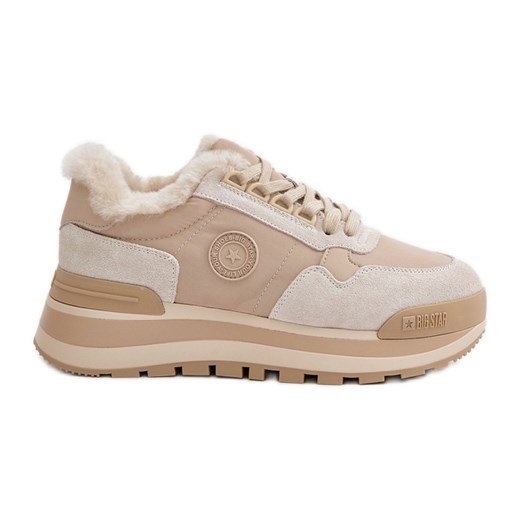 Sneakersy Damskie Ocieplane Na Platformie Big Star OO274A214 Beżowe beżowy ze sklepu ButyModne.pl w kategorii Buty sportowe damskie - zdjęcie 177974798