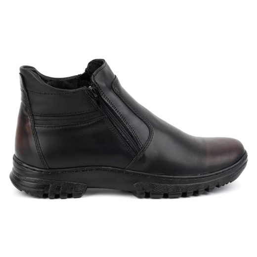 Buty męskie skórzane zimowe POLBUT na zamek 2128S kabir czarne ze sklepu ButyModne.pl w kategorii Buty zimowe męskie - zdjęcie 177976088