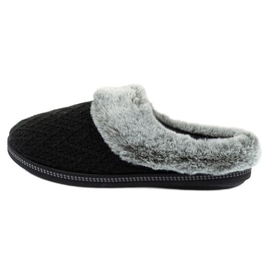 Kapcie Damskie Ocieplane Skechers 167225/BLK czarne ze sklepu ButyModne.pl w kategorii Kapcie damskie - zdjęcie 177976118