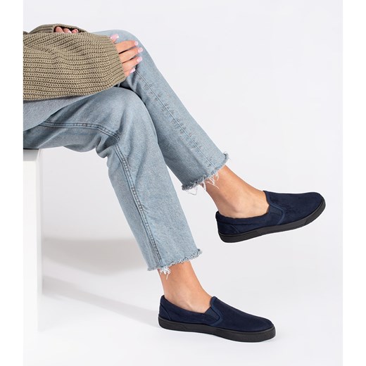Niebieskie granatowe trampki wsuwane slip on 38 ButyModne.pl