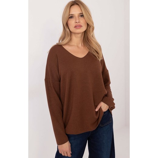 Brązowy sweter oversize DHJ-BZ-19238.26, Kolor brązowy, Rozmiar uniwersalny, ITALY MODA ze sklepu Primodo w kategorii Swetry damskie - zdjęcie 178011248