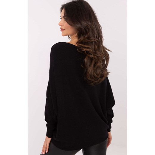 Czarny sweter z krótkim rękawem DHJ-SW-9316.02P, Kolor czarny, Rozmiar uniwersalny, ITALY MODA ze sklepu Primodo w kategorii Bluzki damskie - zdjęcie 178011278