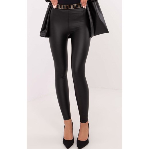 Ocieplane legginsy z ozdobnym pasem NM-LG-TR1852.70, Kolor czarny, Rozmiar L, Trendy.ING ze sklepu Primodo w kategorii Spodnie damskie - zdjęcie 178011396