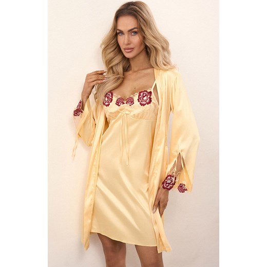 Satynowa koszulka nocna damska Csenge LC 90393, Kolor złoty, Rozmiar L/XL, LivCo Corsetti Fashion ze sklepu Primodo w kategorii Koszule nocne - zdjęcie 178012075