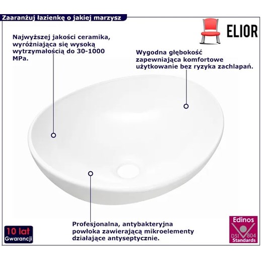 Biała okrągła umywalka nablatowa - Eyo Elior One Size Edinos.pl