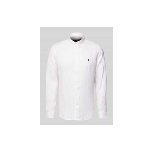 Koszula lniana o kroju slim fit z kołnierzykiem typu button down ze sklepu Peek&Cloppenburg  w kategorii Koszule męskie - zdjęcie 178029369
