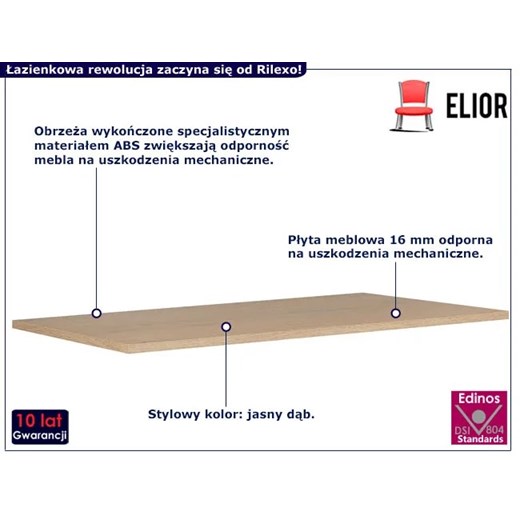 Przestronny długi blat łazienkowy jasny dąb 180 cm - Rilexo 10X Elior One Size Edinos.pl