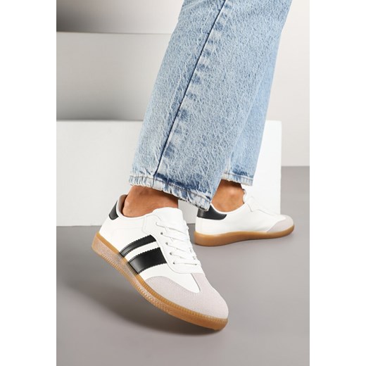 Białe Sneakersy w Stylu Tenisówek z Paskami Danareth ze sklepu renee.pl w kategorii Buty sportowe damskie - zdjęcie 178032519