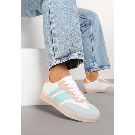 Biało-Niebieskie Sneakersy w Stylu Tenisówek z Paskami Eleaniria ze sklepu renee.pl w kategorii Buty sportowe damskie - zdjęcie 178032636