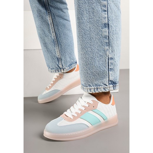Biało-Niebieskie Sneakersy Tenisówki z Geometrycznym Wzorem Eleamila ze sklepu born2be.pl w kategorii Buty sportowe damskie - zdjęcie 178033057