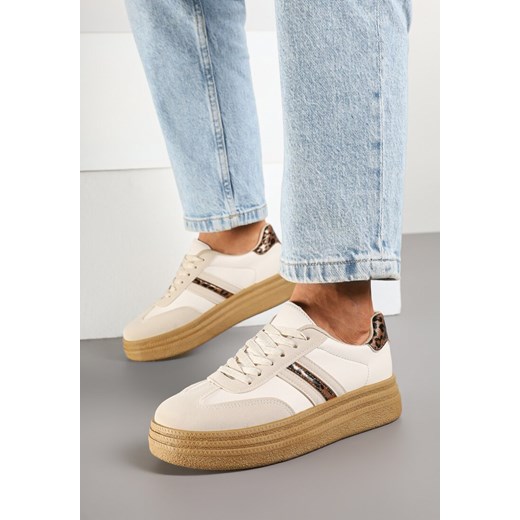 Beżowe Sneakersy na Platformie w Stylu Kultowych Tenisówek Ozdobione Wzorem w Panterkę Gonoriel ze sklepu born2be.pl w kategorii Buty sportowe damskie - zdjęcie 178033075