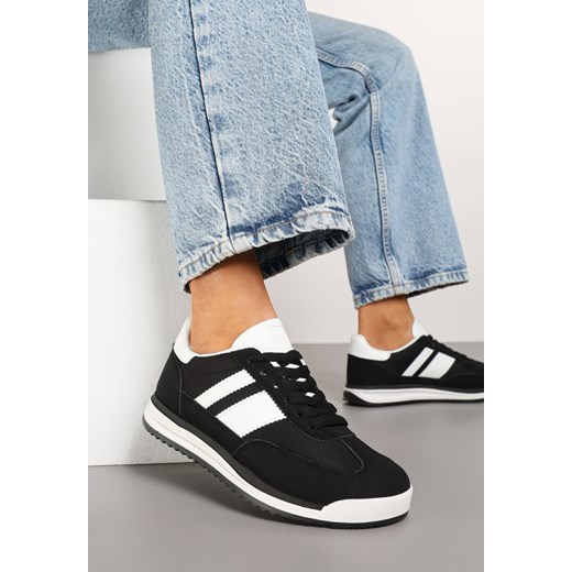 Czarne Sneakersy w Stylu Tenisówek Ozdobione Paskami Lilmi ze sklepu renee.pl w kategorii Buty sportowe damskie - zdjęcie 178033256