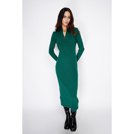 ASSUILI Kaszmirowa sukienka dzianinowa w kolorze ciemnozielonym ze sklepu Limango Polska w kategorii Sukienki - zdjęcie 178035356