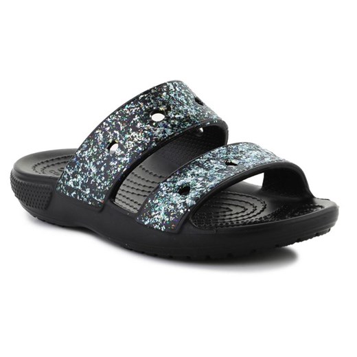 Klapki Crocs Classic Glitter Sandal 207788-0C4 czarne ze sklepu ButyModne.pl w kategorii Klapki dziecięce - zdjęcie 178040249