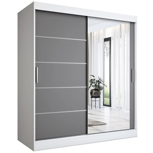 Szafa przesuwna 180 cm biel + antracyt - Lorenza 5X Elior One Size Edinos.pl