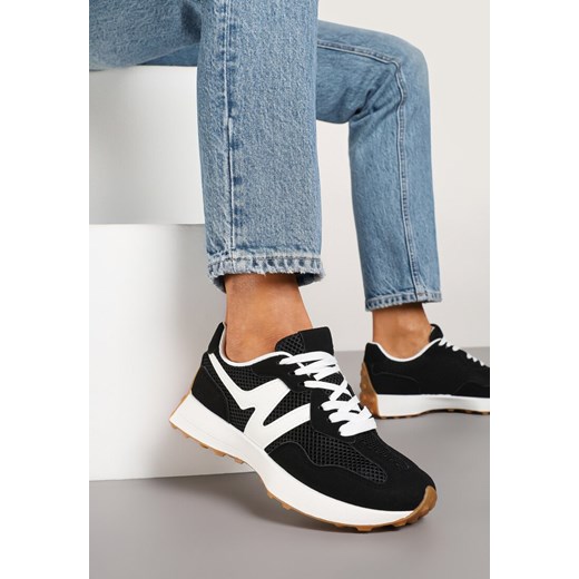 Czarne Sneakersy Ozdobione Geometrycznym Wzorem Hirreti ze sklepu renee.pl w kategorii Buty sportowe damskie - zdjęcie 178046205