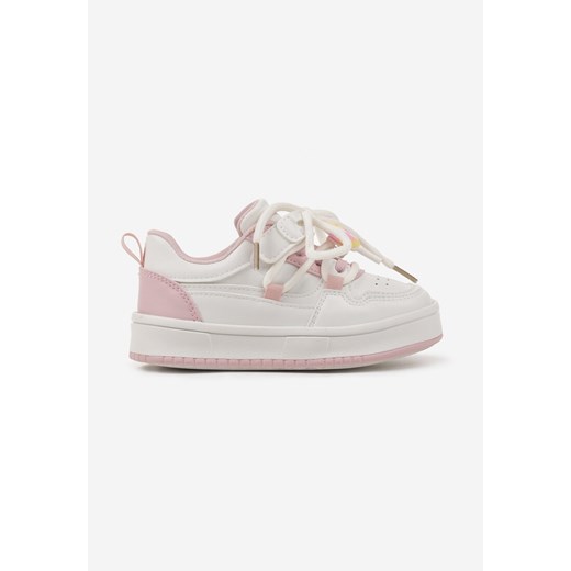 Różowe Buty Sportowe Sneakersy z Aplikacjami na Sznurówkach i Perforacją Tulresil ze sklepu born2be.pl w kategorii Buty sportowe dziecięce - zdjęcie 178046365