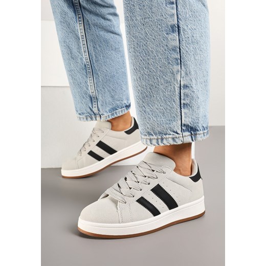 Szare Sneakersy z Ozdobnymi Paskami Doloreth ze sklepu born2be.pl w kategorii Buty sportowe damskie - zdjęcie 178048167