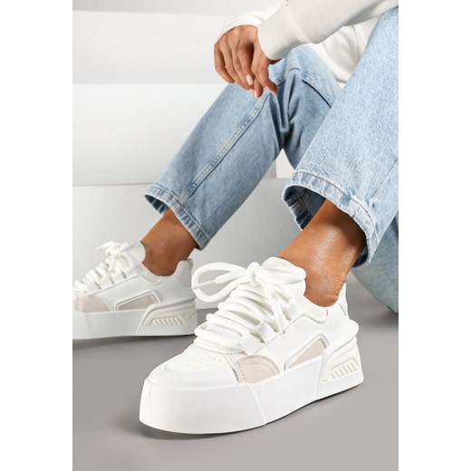 Białe Streetwearowe Sneakersy Trampki na Platformie Danenith ze sklepu renee.pl w kategorii Buty sportowe damskie - zdjęcie 178048309