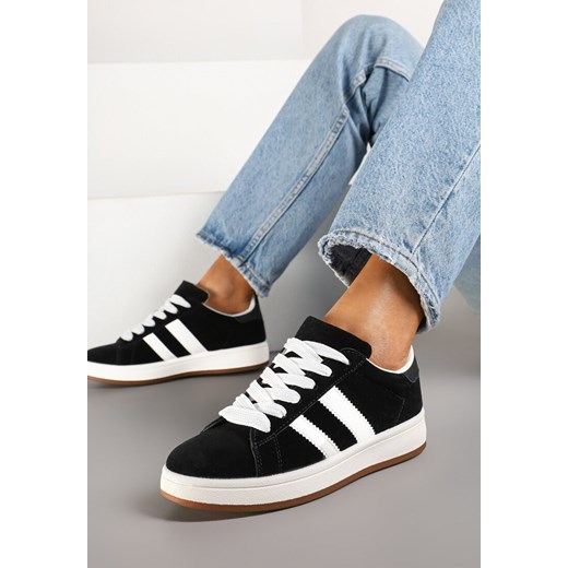 Czarne Sneakersy Ozdobione Paskami Dolirenna ze sklepu renee.pl w kategorii Buty sportowe damskie - zdjęcie 178048357