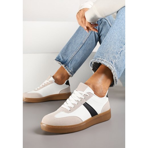 Biało-Czarne Sneakersy Tenisówki z Geometrycznym Wzorem Hanivra ze sklepu renee.pl w kategorii Buty sportowe damskie - zdjęcie 178048375
