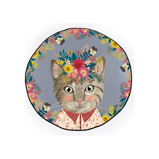 little nice things Dywan "Floral Cat" ze wzorem - Ø 120 cm Little Nice Things onesize okazyjna cena Limango Polska