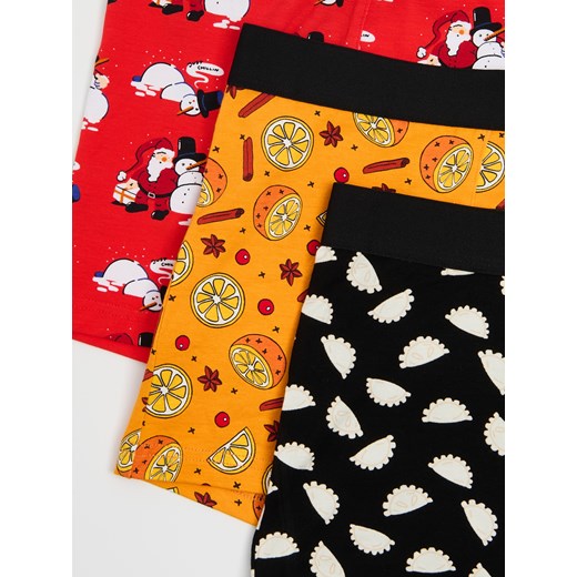 Cropp - 3 pack świątecznych bokserek - pomarańczowy Cropp XL wyprzedaż Cropp