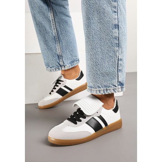 Biało-Czarne Sneakersy w Stylu Tenisówek z Wywinięciem Aveloren ze sklepu renee.pl w kategorii Buty sportowe damskie - zdjęcie 178051285