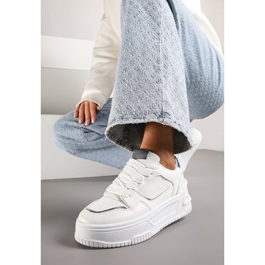 Białe Sneakersy na Platformie Ozdobionej Tłoczeniem Deovithra ze sklepu renee.pl w kategorii Buty sportowe damskie - zdjęcie 178051385