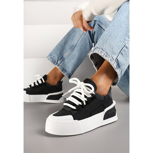 Czarne Streetwearowe Sneakersy Trampki na Platformie Danenith ze sklepu renee.pl w kategorii Buty sportowe damskie - zdjęcie 178051469