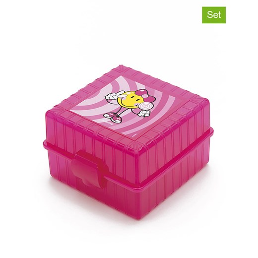 Zak Designs Pojemniki (2 szt.) &quot;Smiley&quot; w kolorze różowym na lunch - 12,5 x 12,5 cm ze sklepu Limango Polska w kategorii Naczynia dziecięce - zdjęcie 178055788